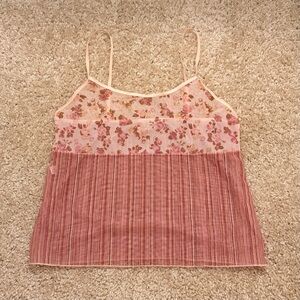Floral Pink Striped Women's mesh tank